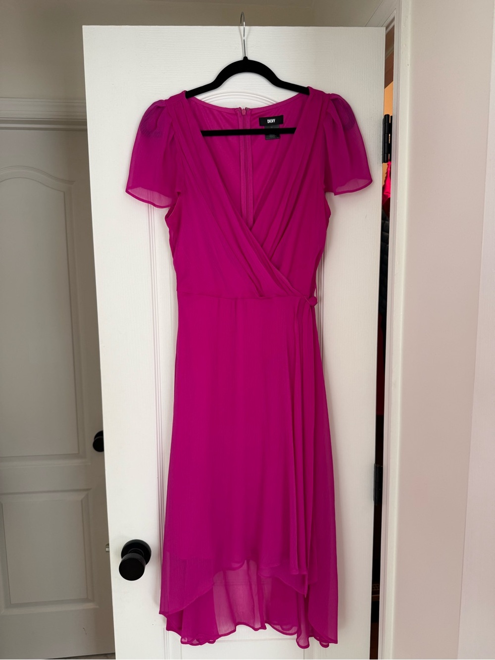 DKNY Fuchsia High-Low Wrap Dress